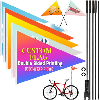 Personalized Bike Safety Flag with Pole - 6-Foot Adjustable Pole, Custom Safety Flag for Kids, Bicycles and Golf Carts (Triangular flag 1-1PC) - color: Triangular flag 1 - 1PC