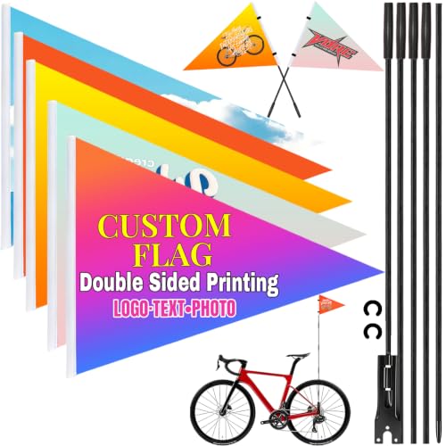 Personalized Bike Safety Flag with Pole - 6-Foot Adjustable Pole, Custom Safety Flag for Kids, Bicycles and Golf Carts (Triangular flag 1-1PC) - color: Triangular flag 1 - 1PC