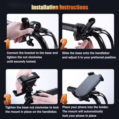 Motorcycle Phone Holder for 15-28mm Handlebar, 360° Rotation Bike Phone Mount Vibration Damping, Compatible with Yamaha RAYZR & Bike