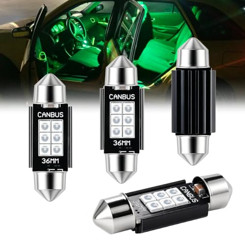 iBrightstar 9-30V Extremely Bright 6411 6418 C5W Festoon LED Bulbs Error Free 1.5" 36mm for Interior Map Dome Lights and License Plate Courtesy Lights, Green - color: Green, size: 36mm