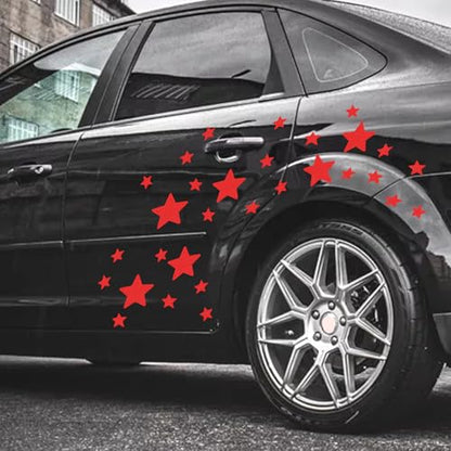30pcs Star Vinyl Decal for Cars, High Intensity Reflective DIY Stickers for Window Bumper Mirror Laptop Decals Waterproof Night Safety Sign Car Stickers (Red) - color: Red