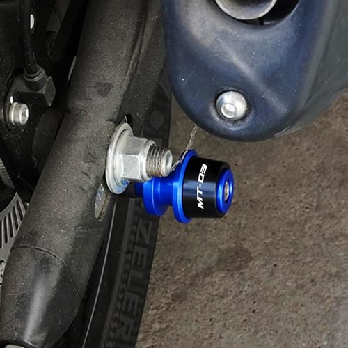 MOWOK Fit For YAMAHA MT03 MT-03 2015 2016 2017 2018 2019 2020 2021 2022 2023 2024 2025 Motorcycle Accessories 6MM Swingarm Spools Slider M6 Stand Screws (Blue) - color: Blue