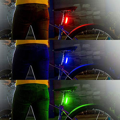 Bike Tail Light USB Rechargeable-Super Bright LED Bicycle Rear Light with Red/Blue/Green Color Waterproof Taillight for Cycling Safety