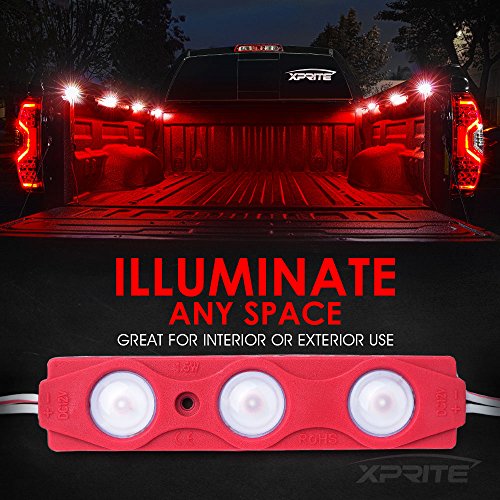Xprite Red LED Truck Bed Light Kits Rock Lights with On/Off Switch, for Pickup Footwells, Running Boards, Cargo, Under Car, Tonneau Cover, Rail Lighting - color: Red