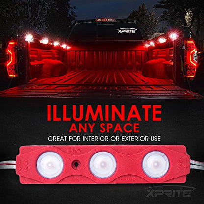Xprite Red LED Truck Bed Light Kits Rock Lights with On/Off Switch, for Pickup Footwells, Running Boards, Cargo, Under Car, Tonneau Cover, Rail Lighting - color: Red