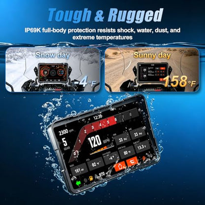 LBW 7" Motorcycle CarPlay Fit for BMW, Native Wonder Wheel Control, Data Reading, Wireless Bluetooth, GPS Navigation System, 1200 Nits IP69K Waterproof Touch Screen, Plug&Play, Android Auto/Siri/TPMS - size: BM 7"+Native control+Lossless Installation