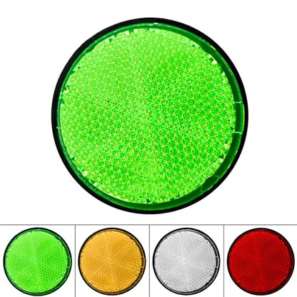 2Pcs Motorcycle Reflectors 2.2" Round Reflective Warning Reflection for Scooter ATV Boats Trucks with Nuts Green - color: Green