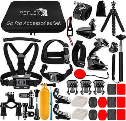REFLEX CAMERA 50 in 1 Action Camera Accessories Kit Compatible with GoPro Hero 13/12/11/10/9/8, DJI Osmo Action 2, 3, 4, Pro 5, Insta360 Ace Pro/Ace Pro 2 Akaso and other Sports Cameras & Durable Case - size: 50-in-1-Kit