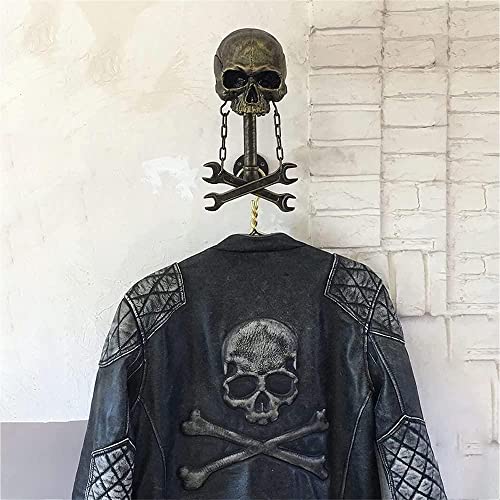 Personalized Cool Wall Mount Motorcycle Skull Helmet Holder, Skull with Beard-Helmet Rack,Removable Resin Crafts Motorcycle Helmet, Hanger for Coats, Bike,Baseballs and Rugby Helmet Caps, - color: C