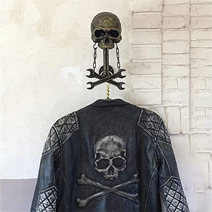 Personalized Cool Wall Mount Motorcycle Skull Helmet Holder, Skull with Beard-Helmet Rack,Removable Resin Crafts Motorcycle Helmet, Hanger for Coats, Bike,Baseballs and Rugby Helmet Caps, - color: C