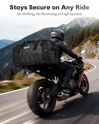 60L Waterproof Duffel Bag Motorcycle Dry Bag Backpack, Heavy-Duty Roll-Top Waterproof Bag with Sealed Seams & Waterproof Zipper for Riding, Kayaking, Camping & Travel (Black) - color: Black