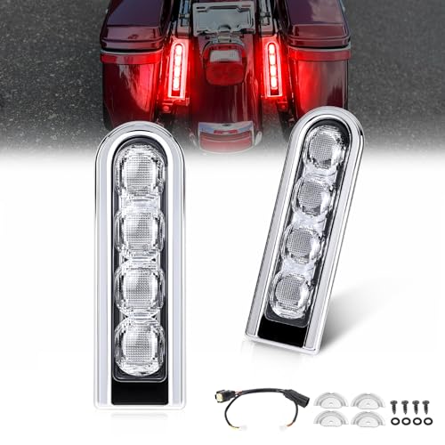Motorcycle Rear Saddlebag Accent LED Light Insert Filler Support Compatible with Harley Touring Road King Ultra Limited Street Road Electra Glide 2014-2024 (Silver) - color: Silver
