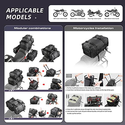 Waterproof Motorcycle Tail Bag 30L Motorbike Rear Rack Storage Bag Saddle Pannier for Touring Adventure Commuting Black - size: 30L
