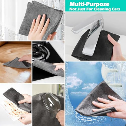 XANGNIER 4 Pack Car Drying Towel,Extra Large Microfiber Towels for Cars,Super Absorbent Micro Fiber Auto Drying Towel,Scratch Free,Reusable Wash Towels for Auto Detailing Flash,Car Cleaning Supplies - color: Dark Grey