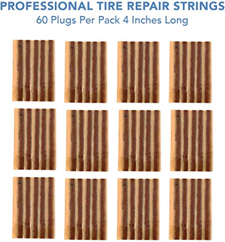CKAuto 60pcs 4" Brown Tire Repair Strings, Automotive Tool Tire Repair Plugs for Tubeless Off-Road Tires Car, Bike, ATV, UTV, Wheelbarrow, Mower - color: Brown, size: 4" x φ0.236" 60pcs