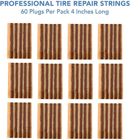 CKAuto 60pcs 4" Brown Tire Repair Strings, Automotive Tool Tire Repair Plugs for Tubeless Off-Road Tires Car, Bike, ATV, UTV, Wheelbarrow, Mower - color: Brown, size: 4" x φ0.236" 60pcs