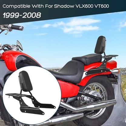 Motorcycle Detachable Passenger Backrest Sissy Bar With Back Rest Pad Luggage Rack Compatible With For Honda Shadow VLX600 VT600 1999-2008 Sissy Bar Backrest