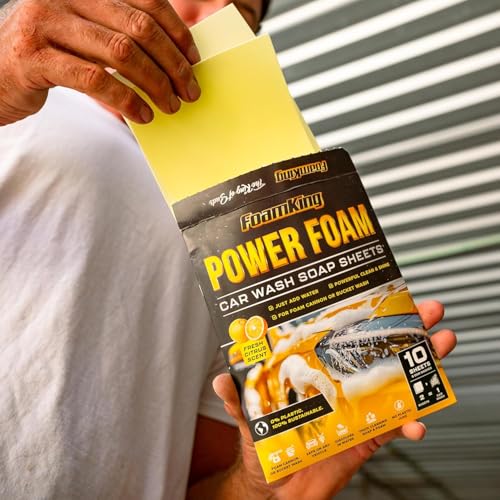 Foam King™ Gun Car Wash + Power Foam Car Wash Soap Strip (10ct = 5 Car Washes) - Connects to Garden Hose, Ultimate Scratch Free Cleaning Snow Blaster Cannon Washing - color: Foam Gun, Soap Sheets (Bundle)