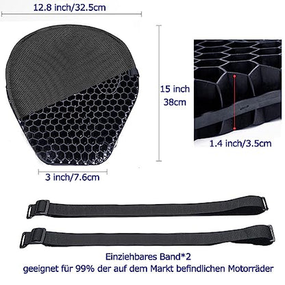 Motorcycle Seat Cushion Detachable Pressure-Relieving Motorcycle Seat Motorcycle Gel Non-Slip Breathable Seat Cushion, Suitable for Long and Short Rides
