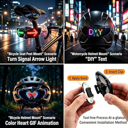 Programmable Bike Tail Light with Automatic Brake Sensing, Flashing Warning & Smart App Control, Waterproof Rechargeable LED Lights for Bicycle and Motorcycle Helmet