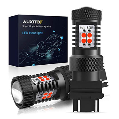 AUXITO Red 3157 Brake Light Bulbs, Ultra Bright 3056 3057 3156 4157 LED Bulbs with 14-SMD 3030 Chipsets for Reverse Backup Turn Signal Brake Lights High Mount Stop Lights Tail Lights, Pack of 2 - color: Red, size: 3157