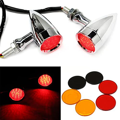 Rich Choices 2pcs Chrome 15 LED Motorcycle Stop Brake Running Turn Signal Indicator Red Lights Compatible with Harley Honda Chopper (Chrome with net-Red Light) - color: Chrome with net-Red Light