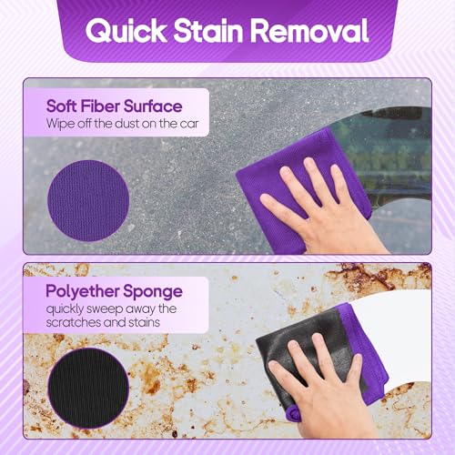 2PCS Clay Towel Auto Detailing, Clay Bar Towel Cloth Auto Detailing for Car (12 x 12 in) (Purple) - color: Purple