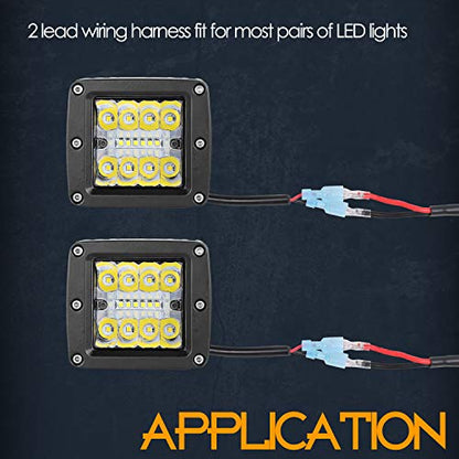 Wiring Harness 2 Lead, Nirider 12V 40A Rocker Switch Relay Fuse Nylon Wiring Harness Kit for LED Light Bars Fog Lights Work Lights Driving Lights Offroad LED Pods Wire Kit for Truck UTV ATV Boat - size: 2lead