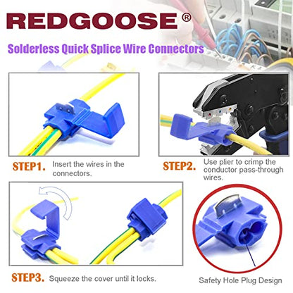 100PCS Solderless Quick Splice Wire Connectors, 18-14 AWG Lock Snap Electrical Wire Connector(Blue) - style: 18-14 AWG Blue 100