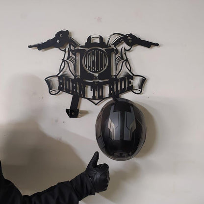 Motorcycle Wall-Mounted Helmet and Jacket Hanger – Personalized Garage Decor with Durable Metal Design, Perfect for Biker Accessories