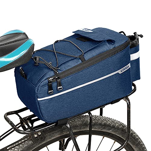 Lixada Bike Panniers Bike Trunk Bag Insulated Bag for Warm/Cool Items, Bicycle Rear Rack Storage Luggage Bicycle Seat Multifunctional Insulated Trunk Cooler Bag Shoulder Bag 11.4 6.3 6.7in - color: Dark Blue