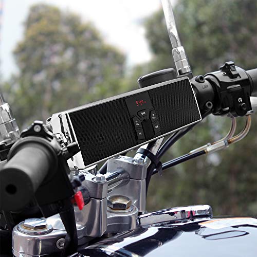 GoHawk Motorcycle Speakers Bluetooth Waterproof with LED Lights, AUX/FM Radio Stereo Sound System Built-in Amplifier, USB MP3 Music Player for Motorcycle, ATV - color: RE9-X Silver