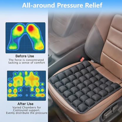 Inflatable Seat Cushions for Travel,42 Cells Ultra Withstand Weights and Non-Slip, Pressure Relief Seat Cushion for Airplane, Car, Wheelchair,Office Chairs, Pain Relief for Tailbone, Back, Sciatica - size: Square-shaped