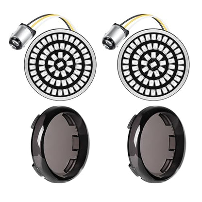 Benlari 2inch Rear Turn Signals, 60LEDs Turn Signals Kit with 2 Smoked Lens Cover Fit for Harley Touring Street Glide Electra Glide Road King Road Glide Sportster Iron 883 Dyna Softail 1986-2024