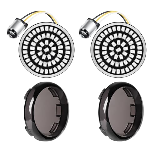 Benlari 2inch Rear Turn Signals, 60LEDs Turn Signals Kit with 2 Smoked Lens Cover Fit for Harley Touring Street Glide Electra Glide Road King Road Glide Sportster Iron 883 Dyna Softail 1986-2024