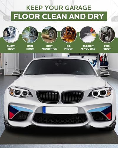 Large Garage Floor Mat 8.83'x22' for Under Car Protects Floor,Cuttable Garage Driveway Oil Drip Mat,Water Containment Rug, Non-Slip Oil Spill Mat for Kitchen/Car-Wash/Driveway/Doorway