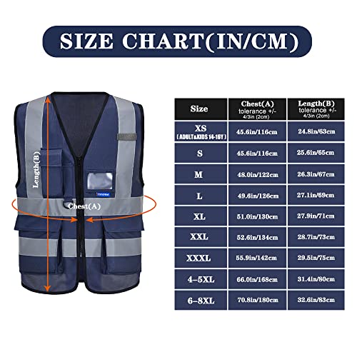 navy blue safety vest with zipper pockets - color: Navy, size: Medium