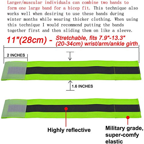 High Visibility Reflective Night Running Walking Elastic Strap Wristbands Ankle Bands Armbands Safety for Cycling Walking Running Camping Sports-Fits Women, Men & Kids - color: 4 Pairs / 8 Bands