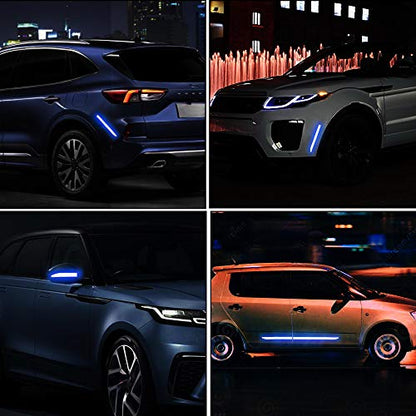 TOMALL 35.2'' Strong Reflective Stripe Stickers High-Intensity Night Visibility Reflective Decal Universal Safety Warning Diamond Grade Waterproof Self Adhesive for Car Trunk (Blue) - color: Blue