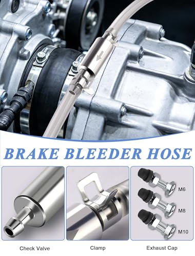 Brake Bleeder Hose Kit, Brake Fluid Bleeder Kit with 2 PCS Brake Bleeder Hose One Way Check Valve, Versatile Break Bleeder Kit for Car Motorbike Bike