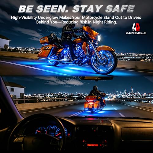 20PCS Motorcycle RGB LED Light Kit with Brake Turn Signal Dual Zone, Underglow Lights with APP/RF Remote, Neon Accent Waterproof 12V for Touring, Large Cruiser & Custom Show Motorcycle