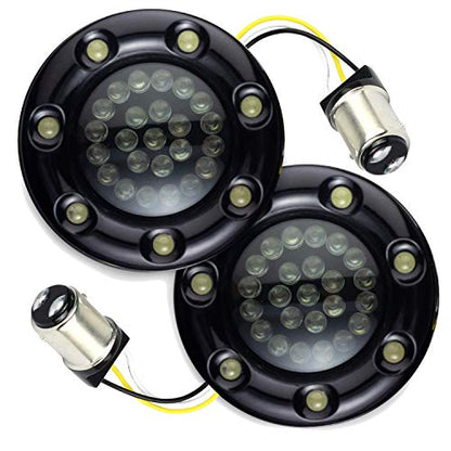 Eagle Lights 2 Inch Bullet Front Infinity Beam LED Turn Signals w/Running Light Ring Covers for Harley Davidson - Black / 1157 Base - color: Black