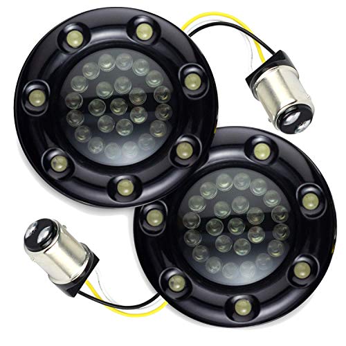 Eagle Lights 2 Inch Bullet Front Infinity Beam LED Turn Signals w/Running Light Ring Covers for Harley Davidson - Black / 1157 Base - color: Black