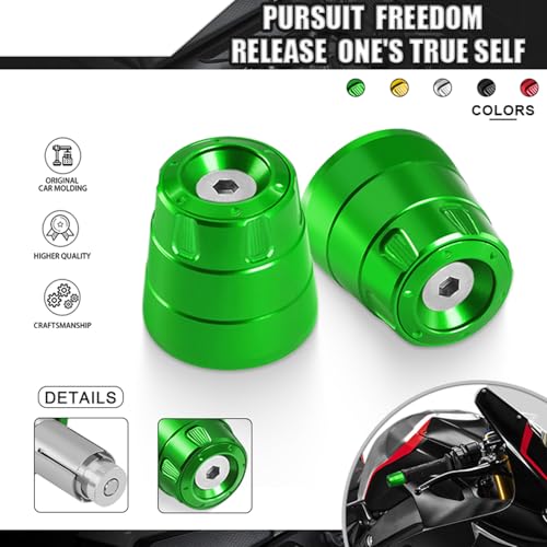 Universal Motorcycle Bar Ends Plug For VulcanS Ninja400 Ninja500/1000/400R/250/250R/250SX/1000SX ZX6R Z650 Z900 Z400 ZX14R ZX10R ZX600 ZX636 ZX4RR ZX4R etc Motorbikes Handlebar bar Ends Plugs - color: Green
