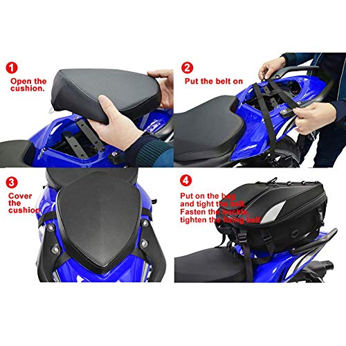 Motorcycle Tail Bag Waterproof Rear Seat Backpack - Dual Use Helmet Bag