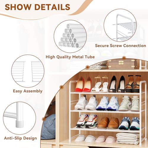 Simple Shoe Rack, 3 Tier Heavy Duty Metal Shoe Shelf 27 Inch Wide, White - color: White, size: 3 Tier(27 Inch)