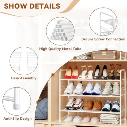 Simple Shoe Rack, 3 Tier Heavy Duty Metal Shoe Shelf 27 Inch Wide, White - color: White, size: 3 Tier(27 Inch)