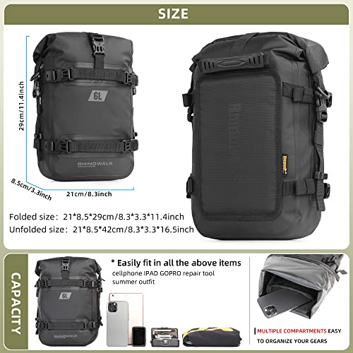 Rhinowalk Motorcycle Frame Bag Saddle Bag Side Bag with Shoulder Strap 6L Motorcycle Tank/Saddle Mount Base