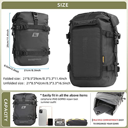 Rhinowalk Motorcycle Frame Bag Saddle Bag Side Bag with Shoulder Strap 6L Motorcycle Tank/Saddle Mount Base