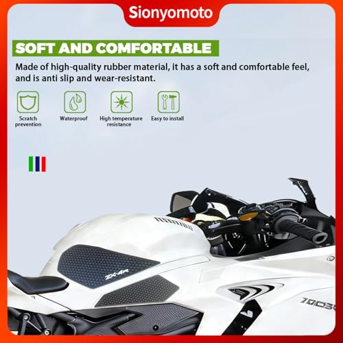 Fuel Gas Tank Pad Protector Stickers Decal Set Compatible with ZX4R ZX-4RR zx4rr zx-4r 2026 2023- Anti-Slip Protective Kit, Black | 5-Piece
